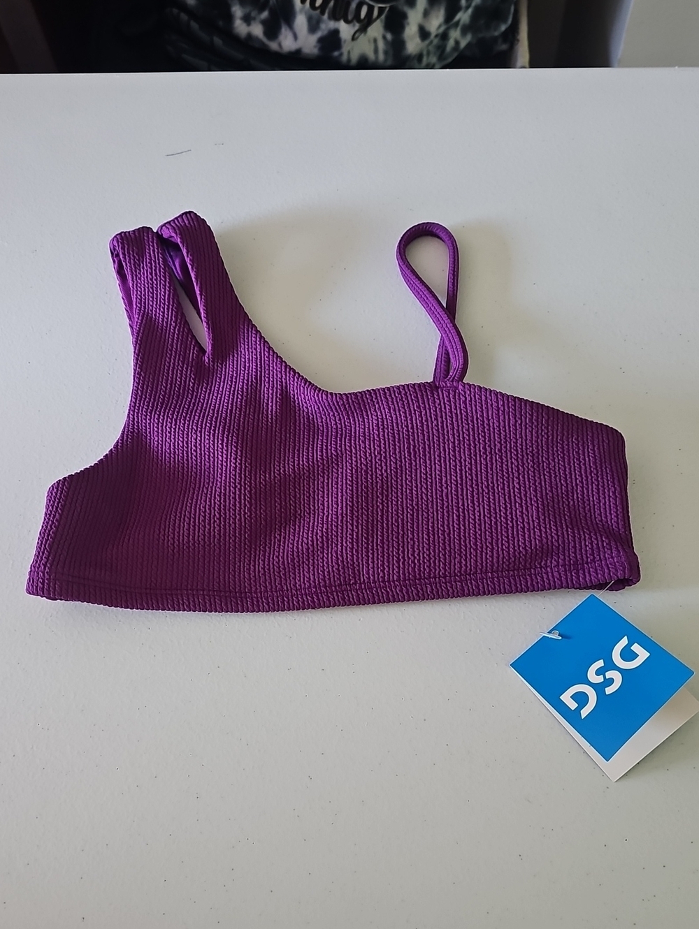 DSG Asymmetrical Ribbed Bikini Top - Deep Purple